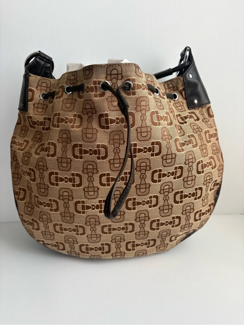 Gucci Horsebit Hobo Bag Canvas/Leather  Large Tote EUC 506631